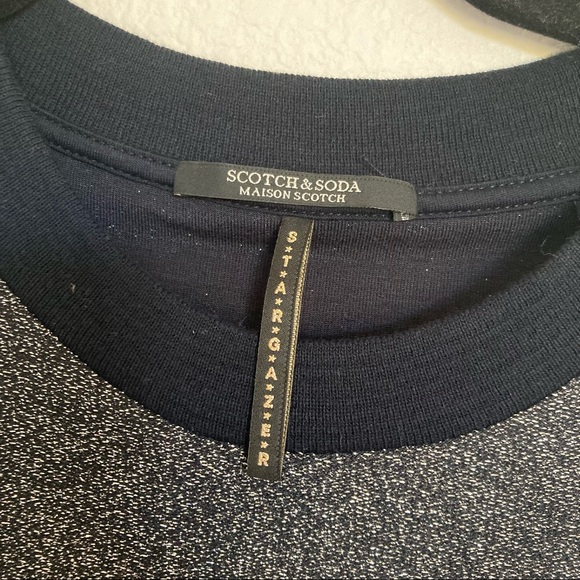 Maison Scotch & Soda Sparkly Lurex Glitter Multicolor Colorblock Tee Top Small - Picture 3 of 6